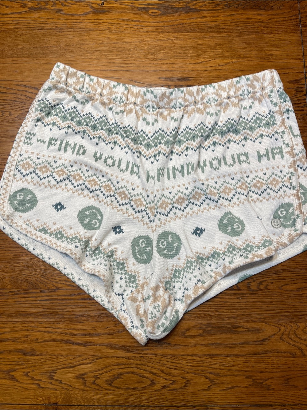 Gilly Hicks Cozy Lounge Shorts in Cream, Sage & Tan